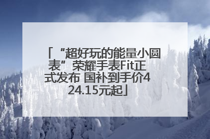 “超好玩的能量小圆表”荣耀手表Fit正式发布 国补到手价424.15元起
