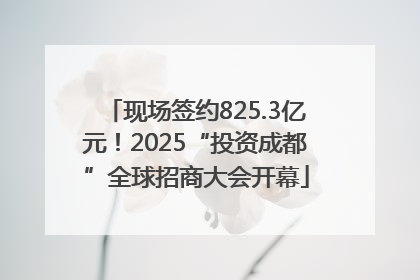 现场签约825.3亿元！2025“投资成都”全球招商大会开幕
