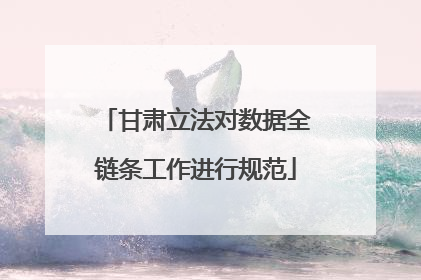 甘肃立法对数据全链条工作进行规范
