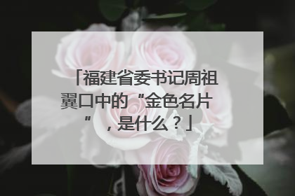 福建省委书记周祖翼口中的“金色名片”，是什么？