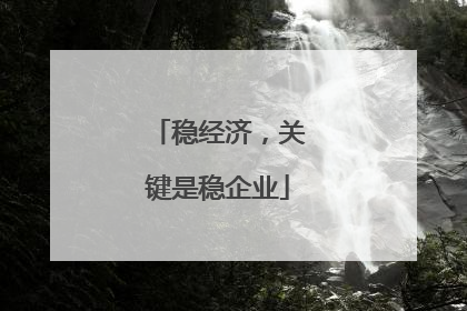 稳经济，关键是稳企业