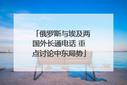 俄罗斯与埃及两国外长通电话 重点讨论中东局势