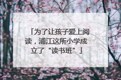 为了让孩子爱上阅读，浦江这所小学成立了“读书班”