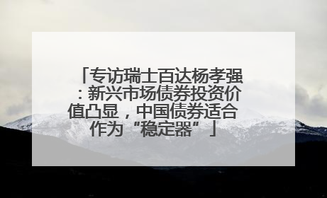 专访瑞士百达杨孝强：新兴市场债券投资价值凸显，中国债券适合作为“稳定器”