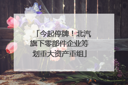 今起停牌！北汽旗下零部件企业筹划重大资产重组