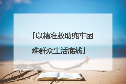 以精准救助兜牢困难群众生活底线