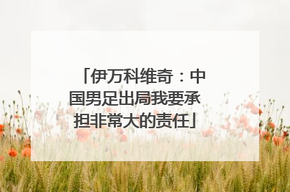 伊万科维奇：中国男足出局我要承担非常大的责任