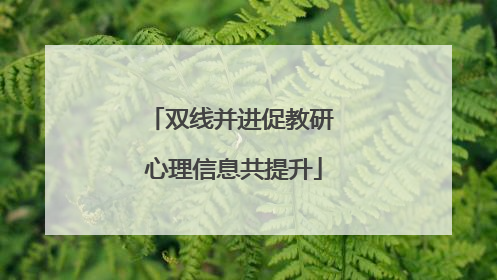 双线并进促教研 心理信息共提升