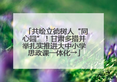 共绘立德树人“同心圆”！甘肃多措并举扎实推进大中小学思政课一体化→