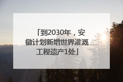 到2030年，安徽计划新增世界灌溉工程遗产1处