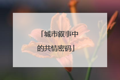城市叙事中的共情密码
