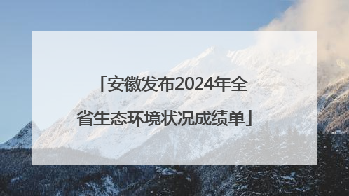 安徽发布2024年全省生态环境状况成绩单