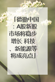 德勤中国：A股新股市场将稳步增长 科技、新能源等将成亮点