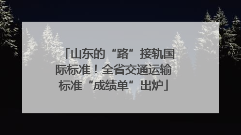 山东的“路”接轨国际标准！全省交通运输标准“成绩单”出炉