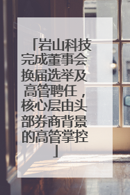 岩山科技完成董事会换届选举及高管聘任，核心层由头部券商背景的高管掌控