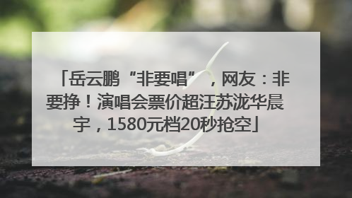 岳云鹏“非要唱”，网友：非要挣！演唱会票价超汪苏泷华晨宇，1580元档20秒抢空