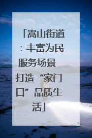 嵩山街道：丰富为民服务场景 打造“家门口”品质生活