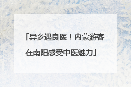 异乡遇良医！内蒙游客在南阳感受中医魅力