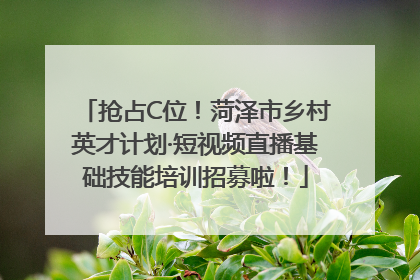 抢占C位！菏泽市乡村英才计划·短视频直播基础技能培训招募啦！