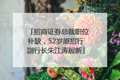 招商证券总裁职位补缺，52岁原招行副行长朱江涛履新