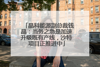 晶科能源副总裁钱晶：当务之急是加速升级既有产线，沙特项目正推进中