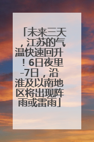 未来三天，江苏的气温快速回升！6日夜里-7日，沿淮及以南地区将出现阵雨或雷雨