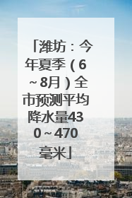 潍坊：今年夏季（6～8月）全市预测平均降水量430～470毫米