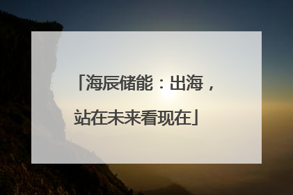 海辰储能：出海，站在未来看现在