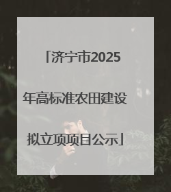 济宁市2025年高标准农田建设拟立项项目公示