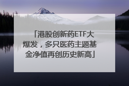 港股创新药ETF大爆发，多只医药主题基金净值再创历史新高