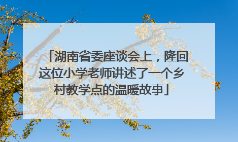 湖南省委座谈会上，隆回这位小学老师讲述了一个乡村教学点的温暖故事