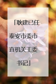 耿建已任泰安市委市直机关工委书记