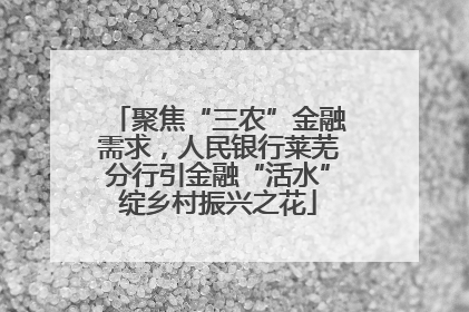 聚焦“三农”金融需求，人民银行莱芜分行引金融“活水”绽乡村振兴之花