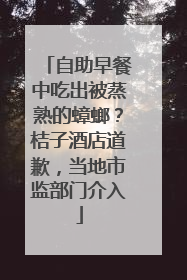 自助早餐中吃出被蒸熟的蟑螂？桔子酒店道歉，当地市监部门介入