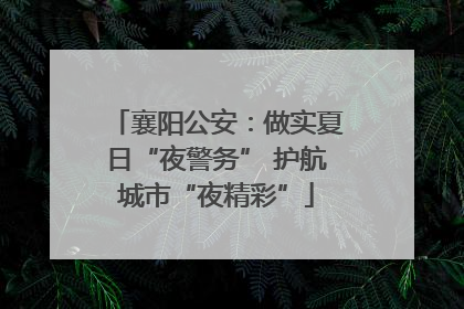 襄阳公安：做实夏日“夜警务” 护航城市“夜精彩”