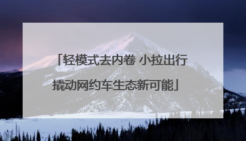 轻模式去内卷 小拉出行撬动网约车生态新可能