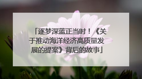 逐梦深蓝正当时！《关于推动海洋经济高质量发展的提案》背后的故事