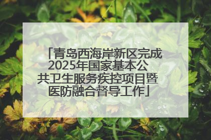 青岛西海岸新区完成2025年国家基本公共卫生服务疾控项目暨医防融合督导工作