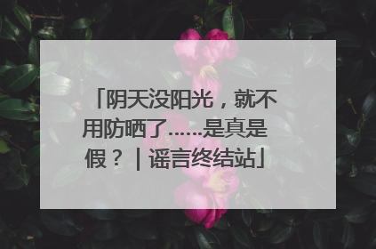 阴天没阳光，就不用防晒了……是真是假？｜谣言终结站