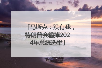 马斯克：没有我，特朗普会输掉2024年总统选举