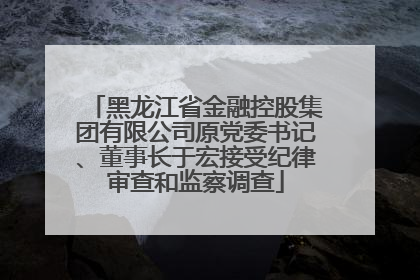 黑龙江省金融控股集团有限公司原党委书记、董事长于宏接受纪律审查和监察调查